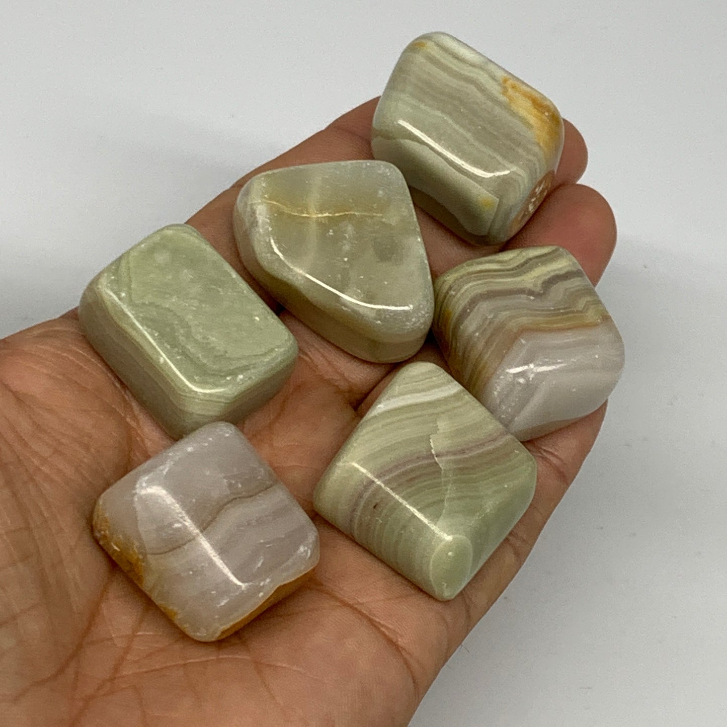 153.5g, 1"-1.2", 6pcs, Onyx/Banded Tumbled Stones @Afghanistan, B26715