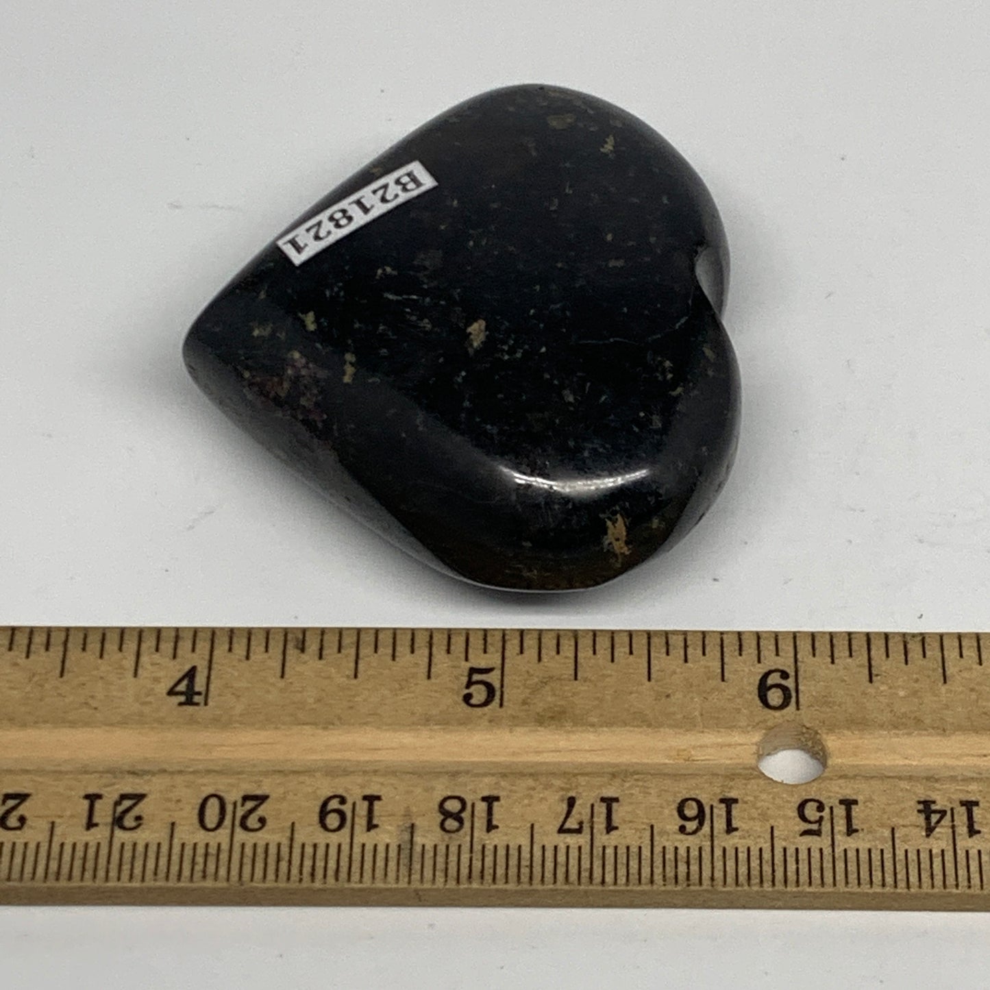 94.7g, 2"x2.1"x0.9", Black Tourmaline Heart Polished Crystal Home Decor, B21821