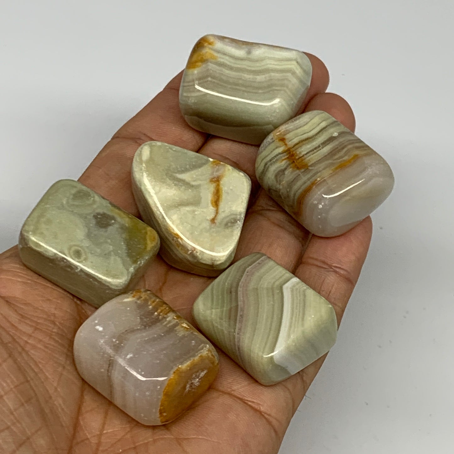 153.5g, 1"-1.2", 6pcs, Onyx/Banded Tumbled Stones @Afghanistan, B26715