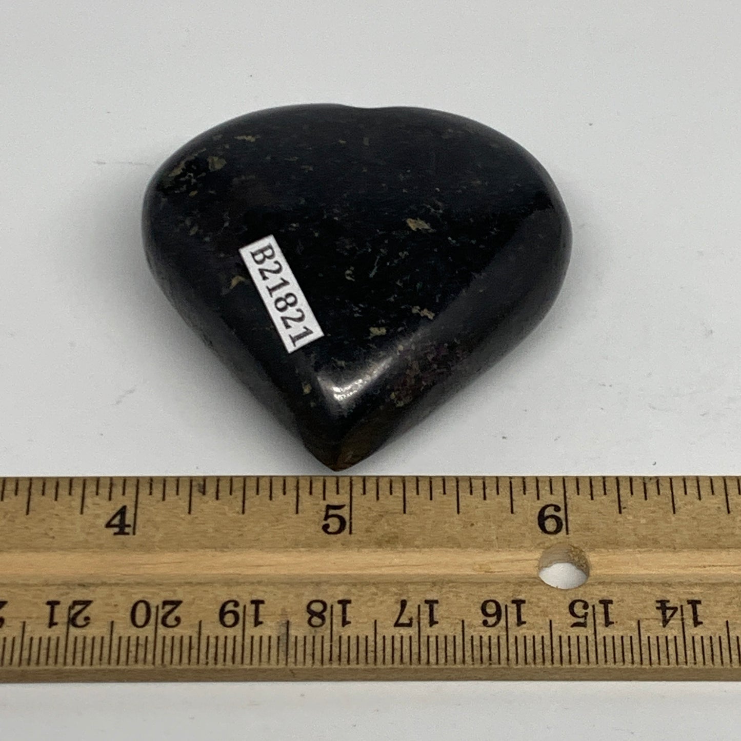 94.7g, 2"x2.1"x0.9", Black Tourmaline Heart Polished Crystal Home Decor, B21821