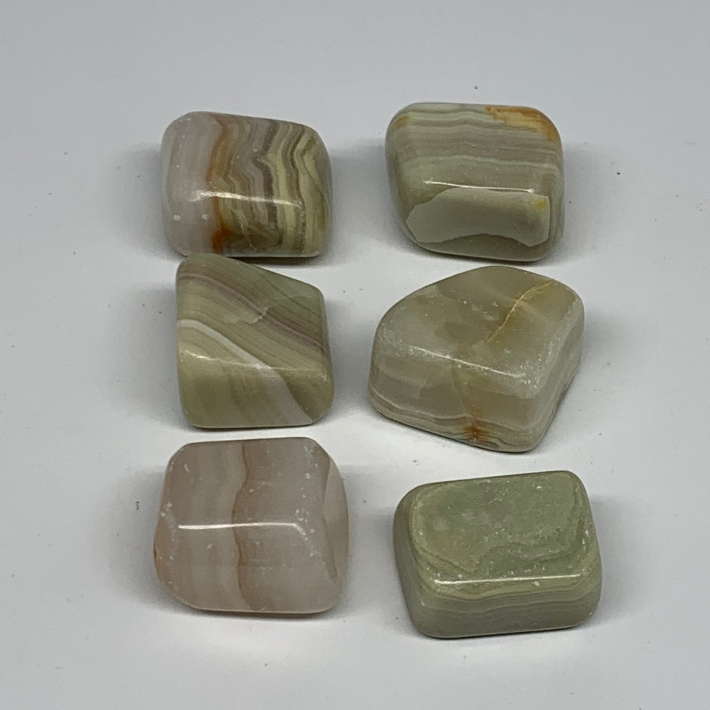 153.5g, 1"-1.2", 6pcs, Onyx/Banded Tumbled Stones @Afghanistan, B26715