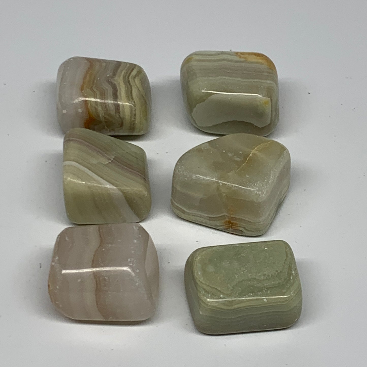 153.5g, 1"-1.2", 6pcs, Onyx/Banded Tumbled Stones @Afghanistan, B26715