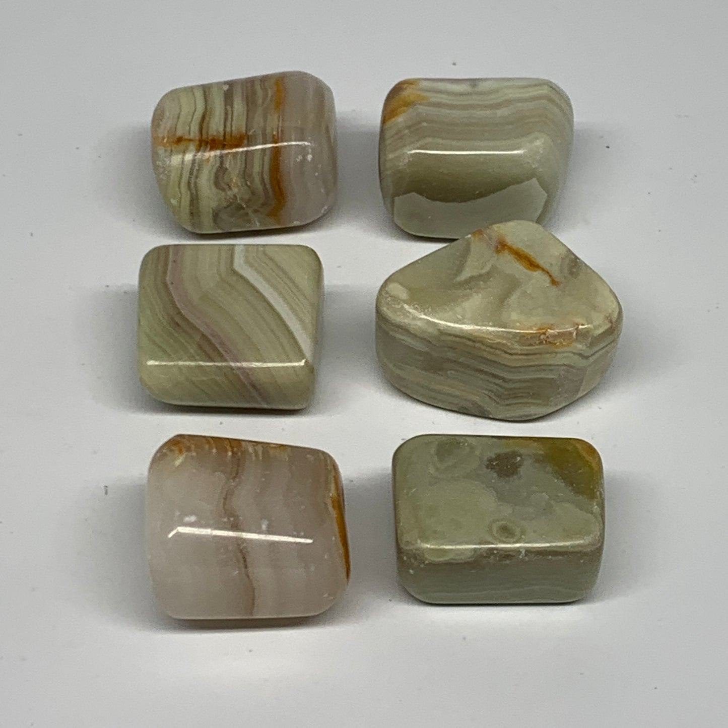 153.5g, 1"-1.2", 6pcs, Onyx/Banded Tumbled Stones @Afghanistan, B26715