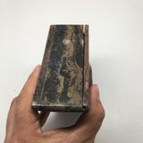 552 Grams Triangular Shape Fossil Ammonite Brown Jewelry Box from Morocco,FM402