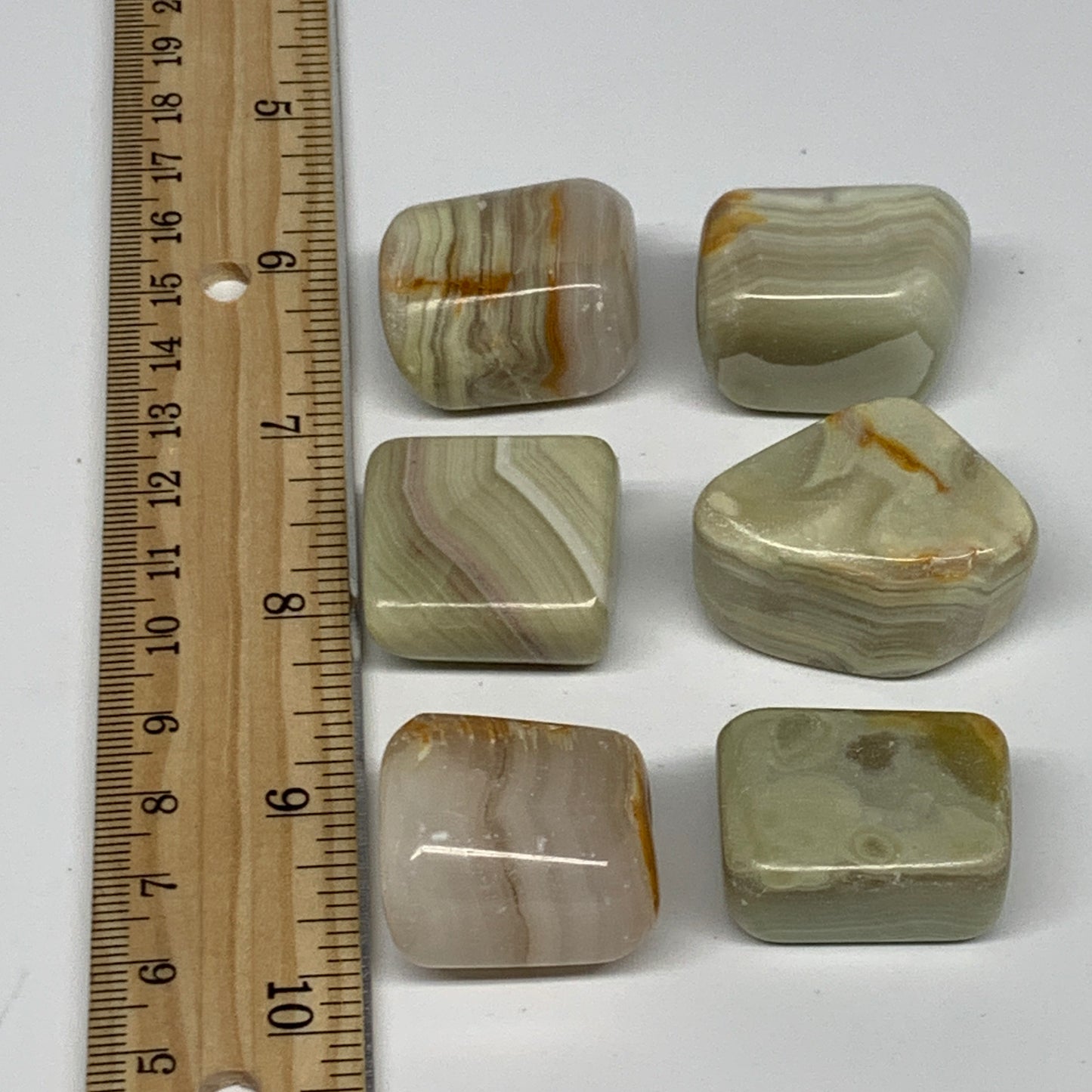 153.5g, 1"-1.2", 6pcs, Onyx/Banded Tumbled Stones @Afghanistan, B26715