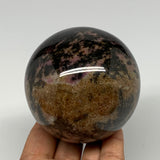 915g,3"(77mm), Natural Untreated Rhodonite Sphere Ball @Madagascar, B22756