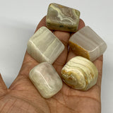151.9g, 1"-1.2", 5pcs, Onyx/Banded Tumbled Stones @Afghanistan, B26717