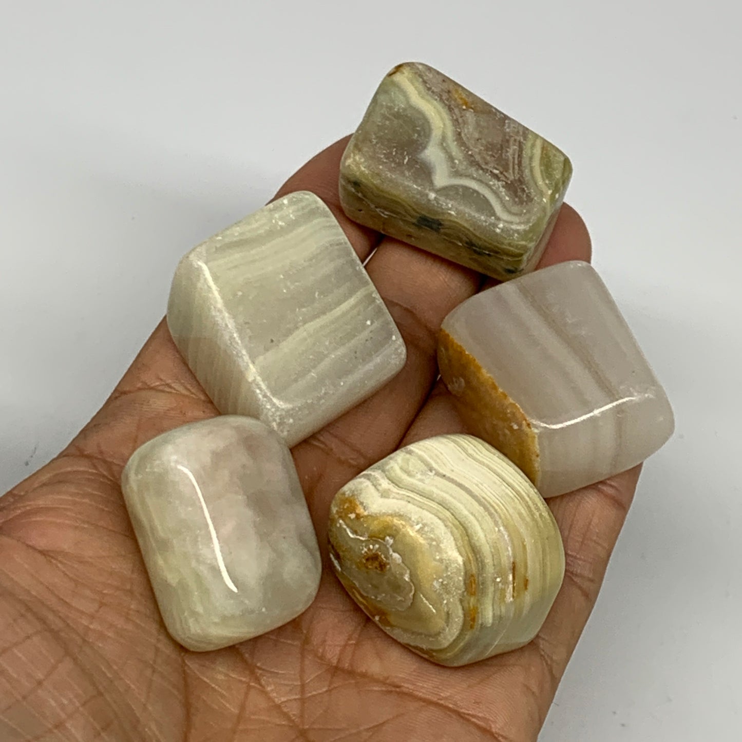 151.9g, 1"-1.2", 5pcs, Onyx/Banded Tumbled Stones @Afghanistan, B26717