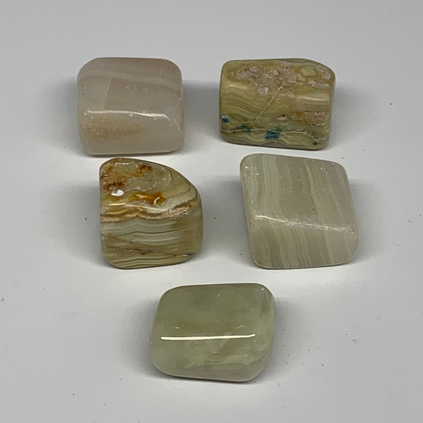 151.9g, 1"-1.2", 5pcs, Onyx/Banded Tumbled Stones @Afghanistan, B26717