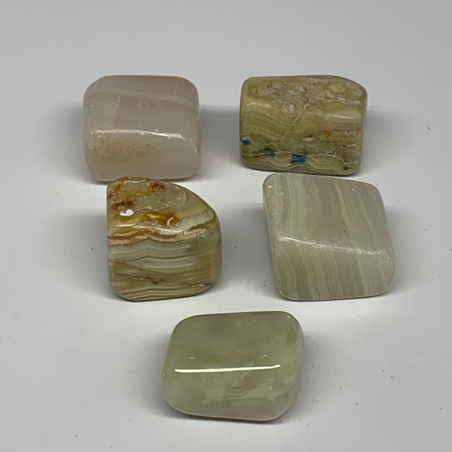 151.9g, 1"-1.2", 5pcs, Onyx/Banded Tumbled Stones @Afghanistan, B26717