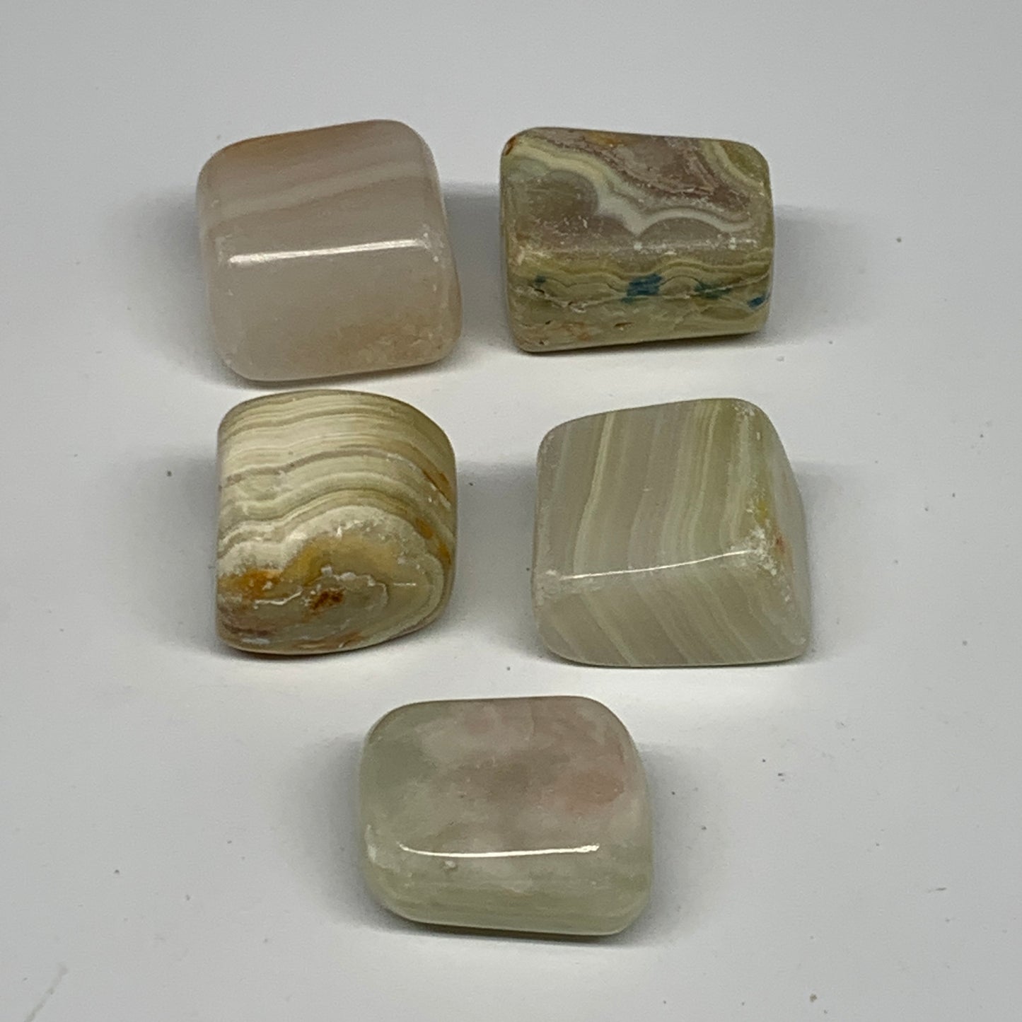 151.9g, 1"-1.2", 5pcs, Onyx/Banded Tumbled Stones @Afghanistan, B26717