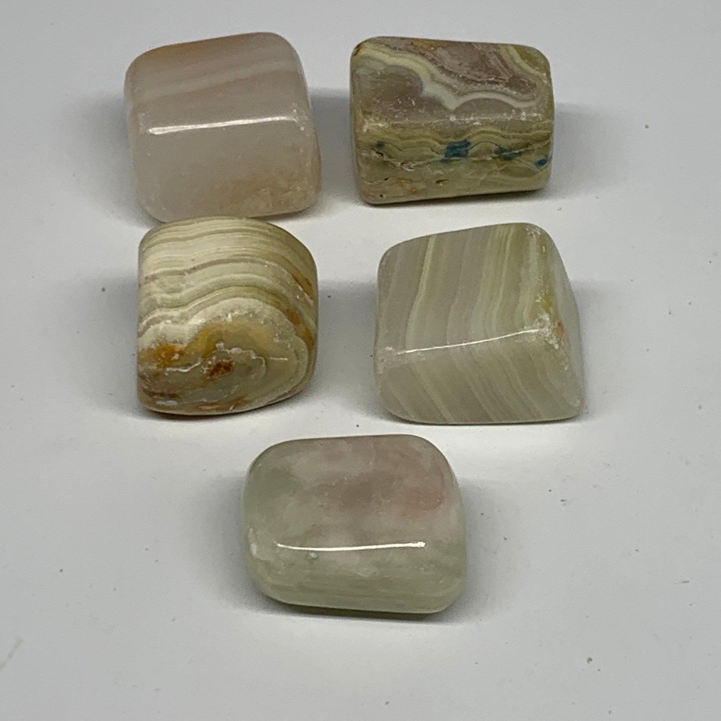 151.9g, 1"-1.2", 5pcs, Onyx/Banded Tumbled Stones @Afghanistan, B26717