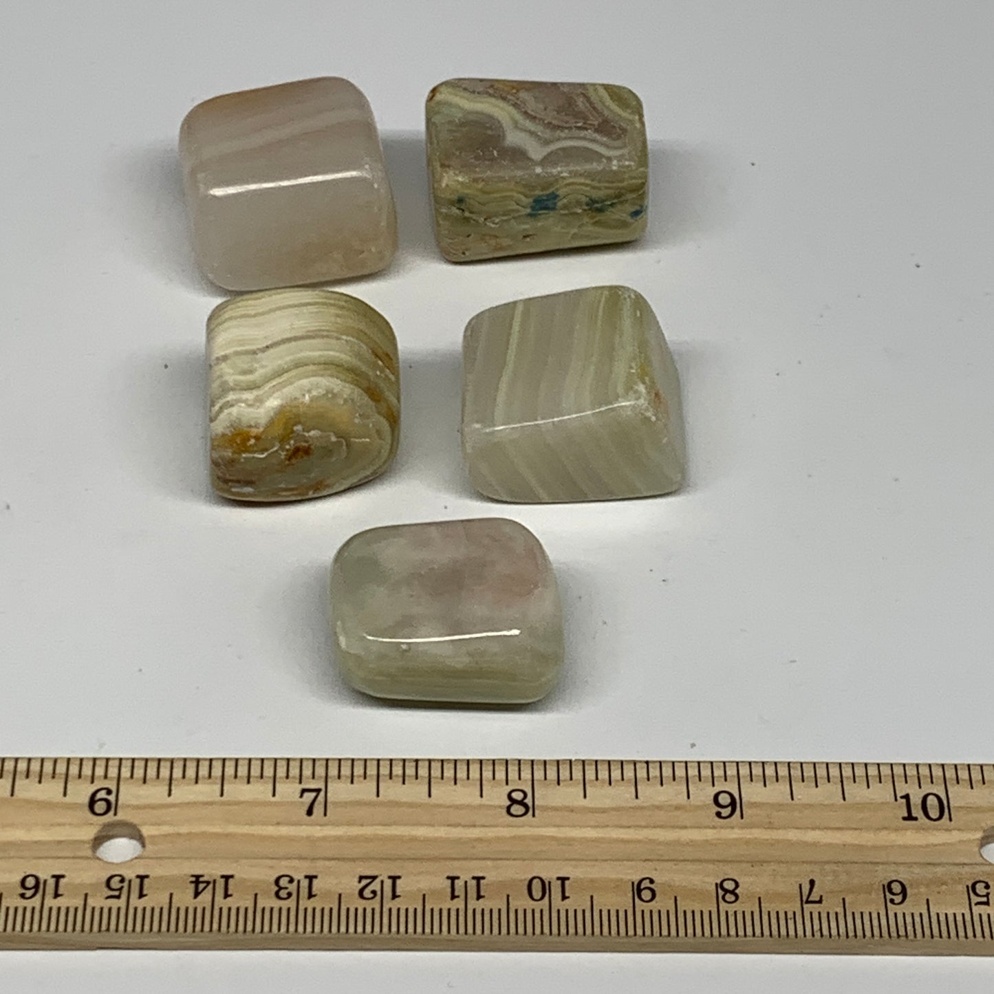 151.9g, 1"-1.2", 5pcs, Onyx/Banded Tumbled Stones @Afghanistan, B26717