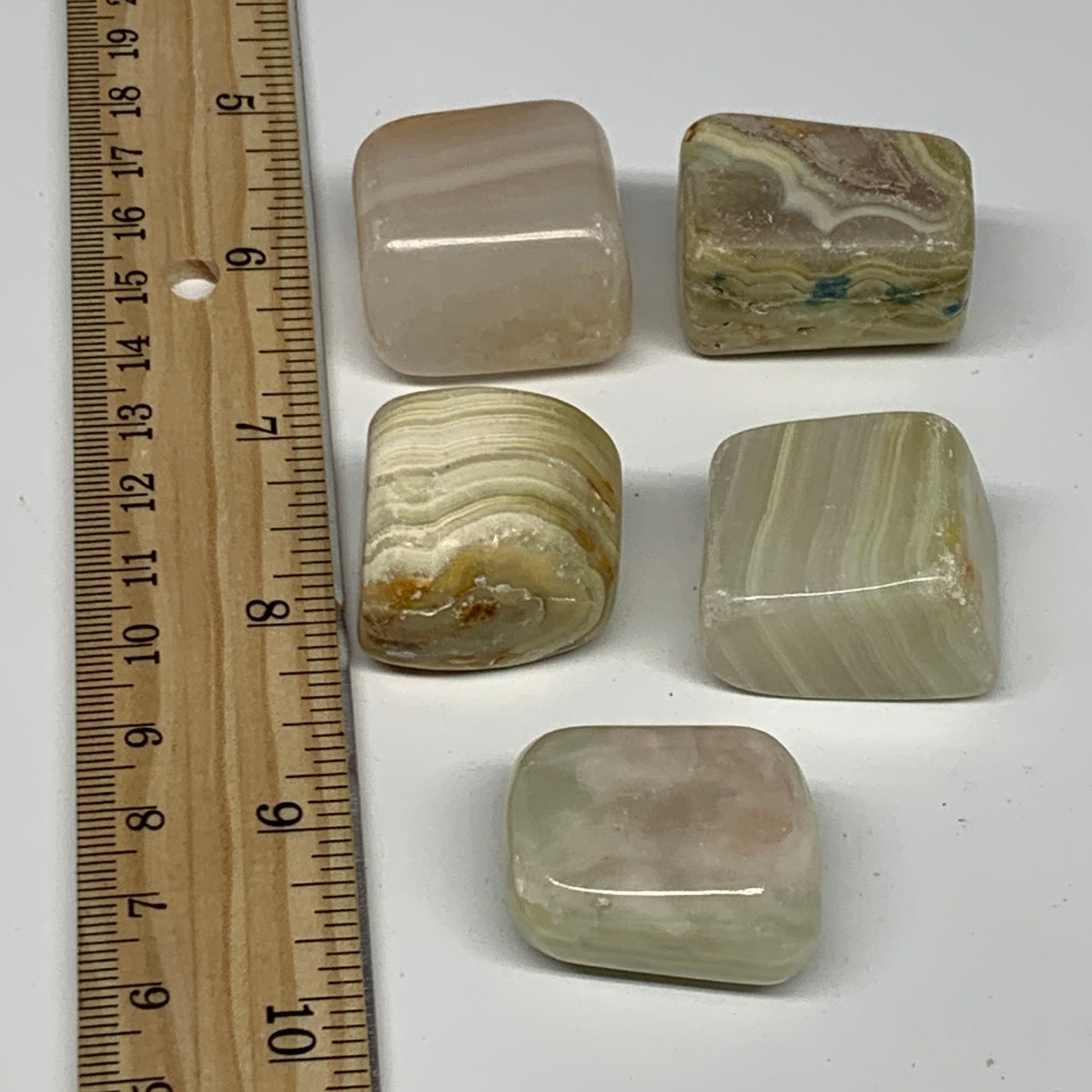 151.9g, 1"-1.2", 5pcs, Onyx/Banded Tumbled Stones @Afghanistan, B26717