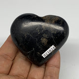 123g, 2.1"x2.4"x0.9", Black Tourmaline Heart Polished Crystal Home Decor, B21824