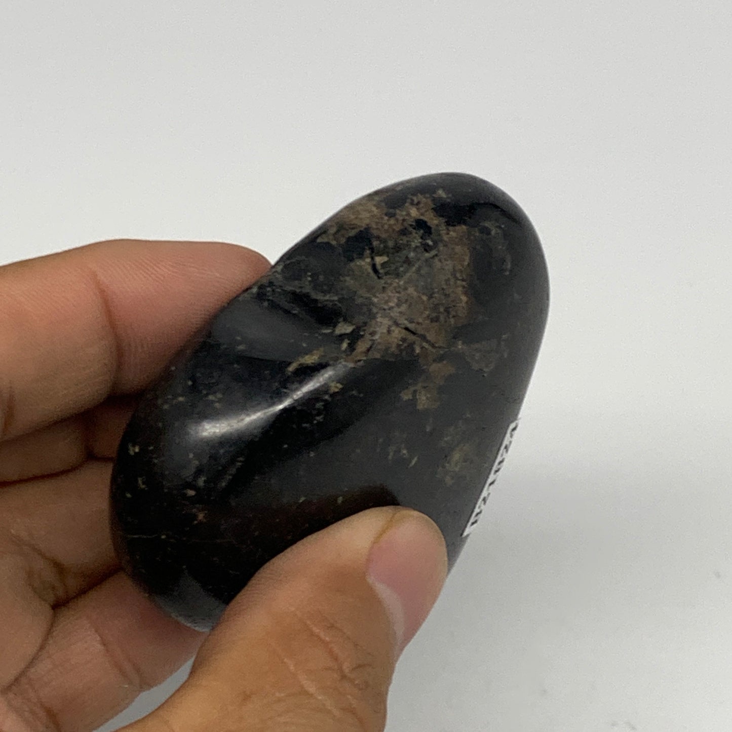 123g, 2.1"x2.4"x0.9", Black Tourmaline Heart Polished Crystal Home Decor, B21824