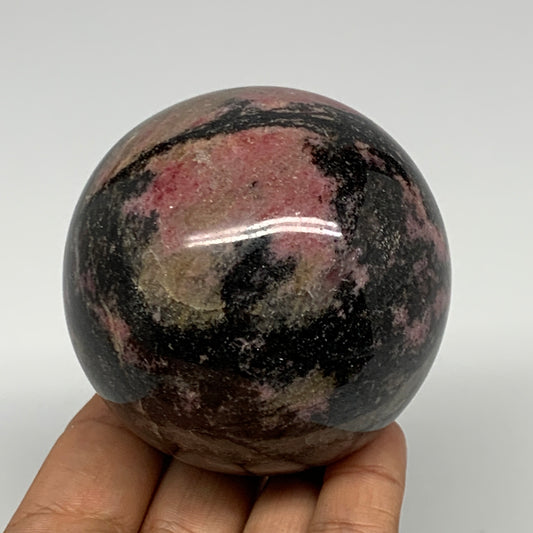 580g,2.7"(69mm), Natural Untreated Rhodonite Sphere Ball @Madagascar, B22759