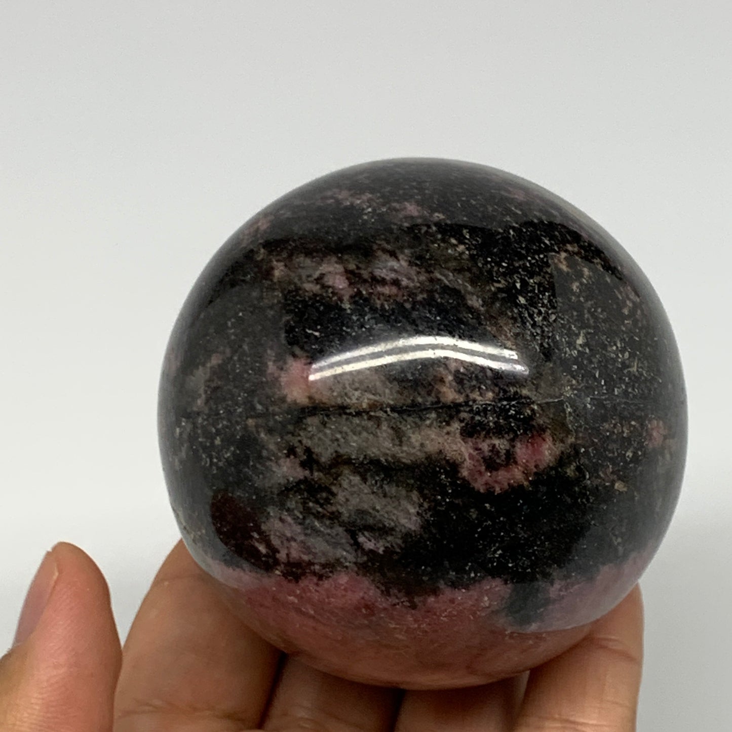 580g,2.7"(69mm), Natural Untreated Rhodonite Sphere Ball @Madagascar, B22759