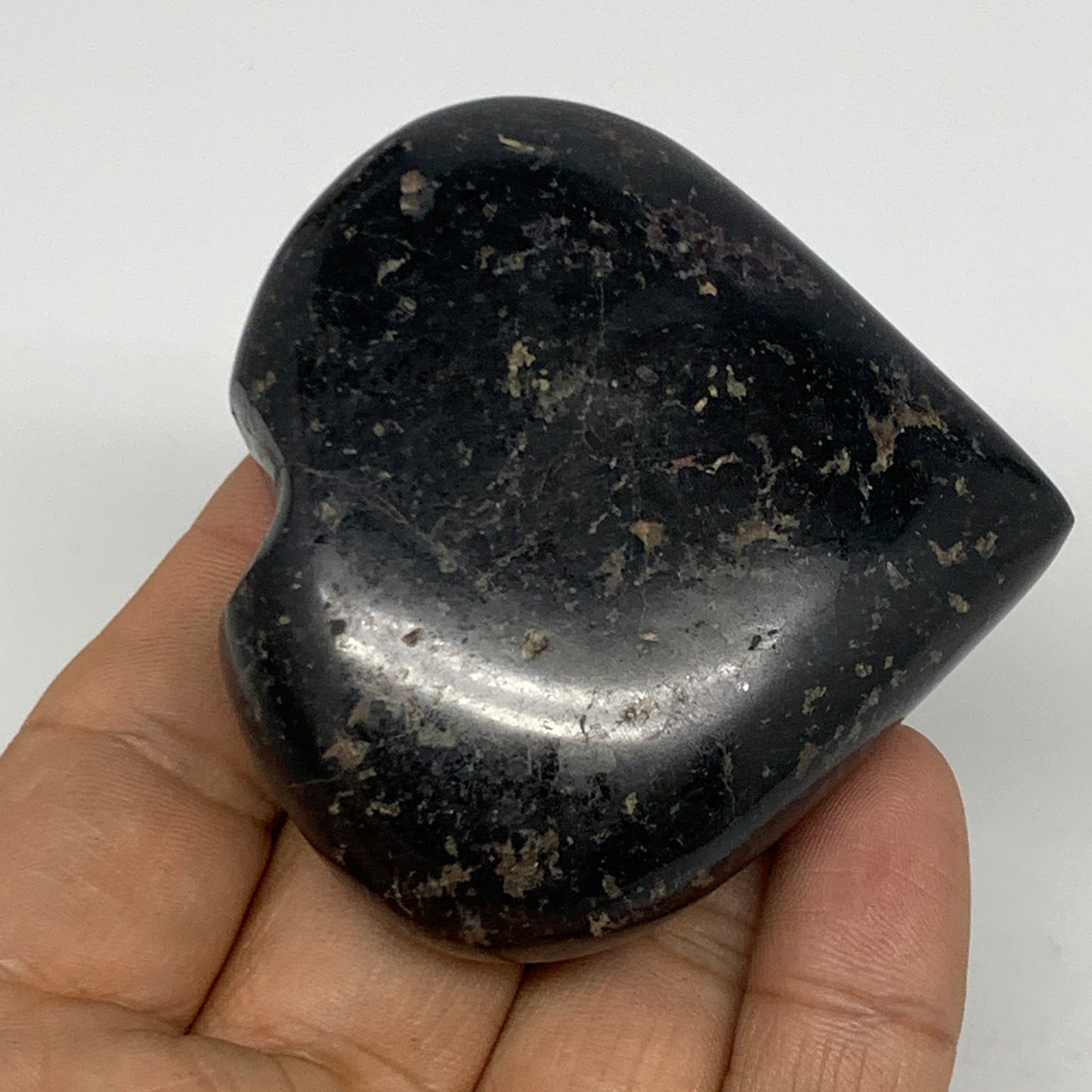 138.8g, 2.3"x2.4"x1", Black Tourmaline Heart Polished Crystal Home Decor, B21826