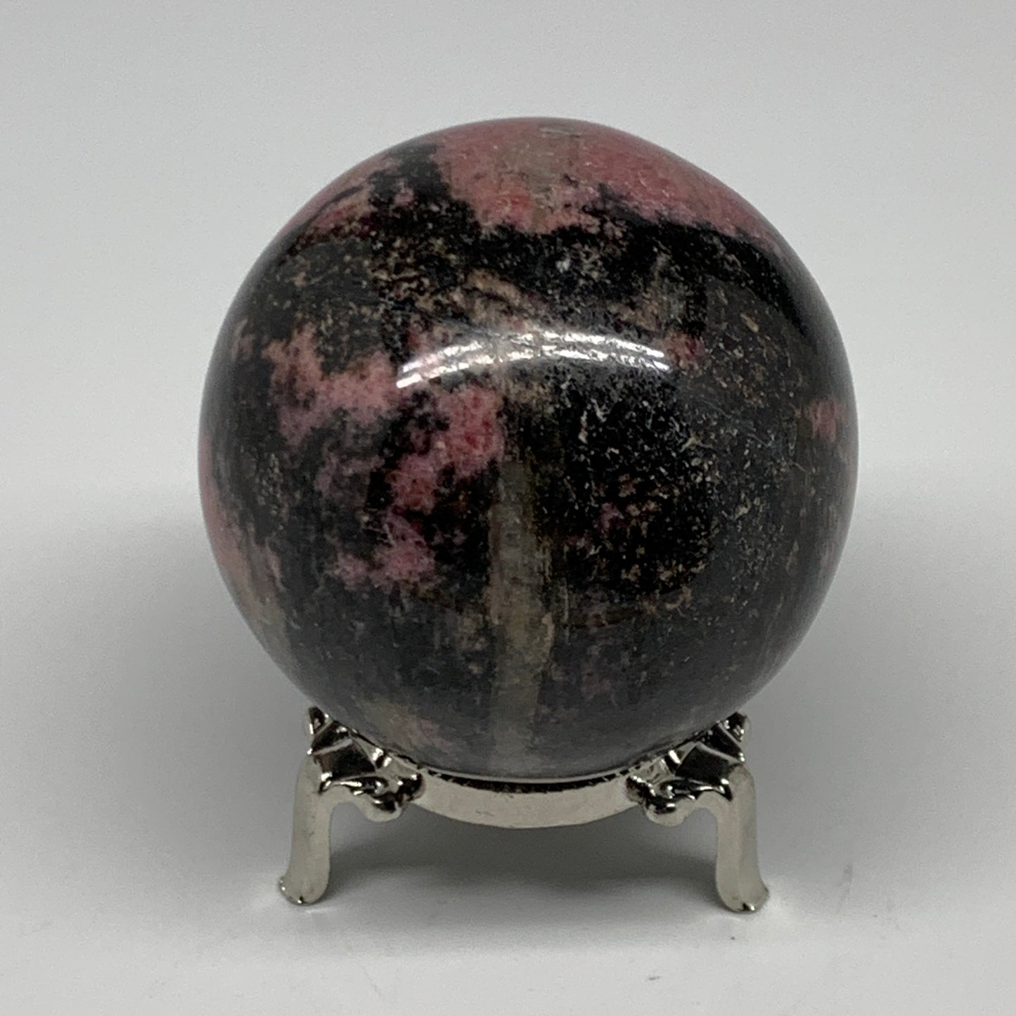 580g,2.7"(69mm), Natural Untreated Rhodonite Sphere Ball @Madagascar, B22759