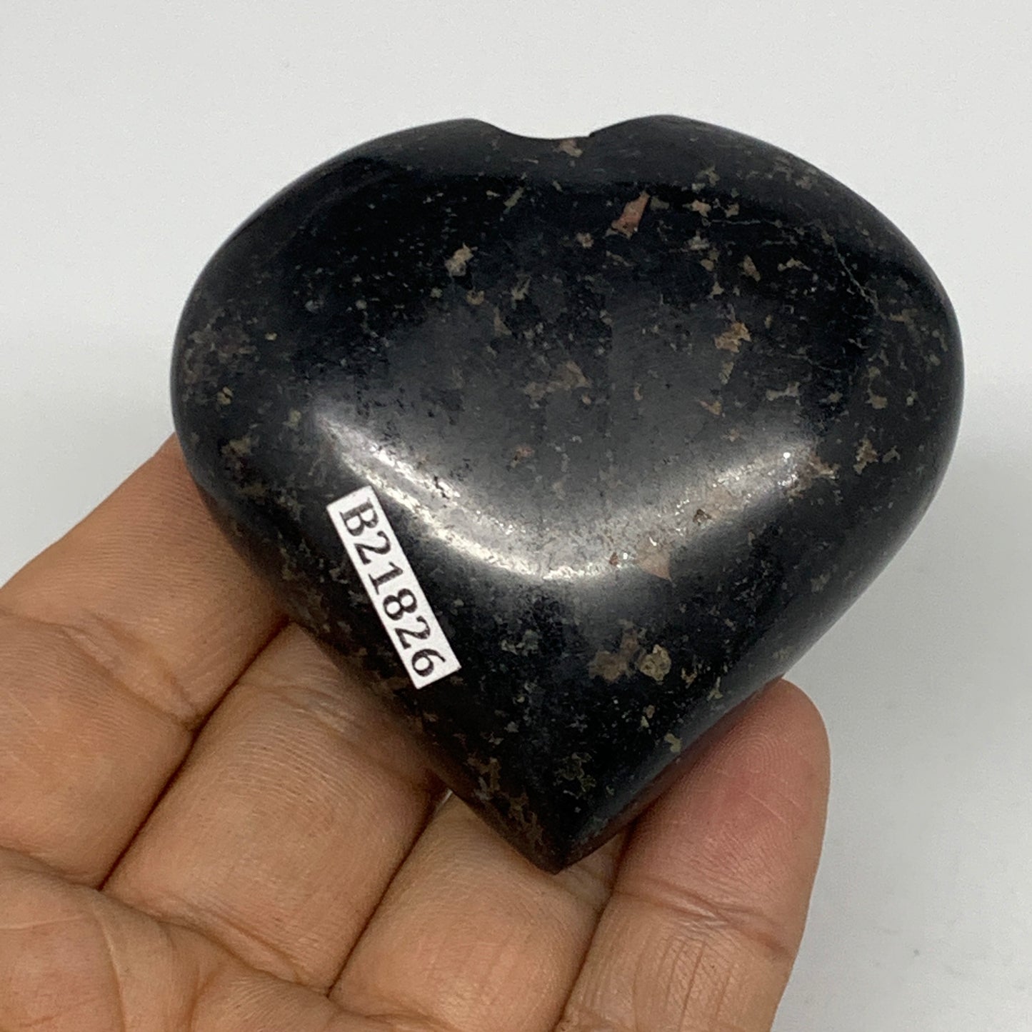 138.8g, 2.3"x2.4"x1", Black Tourmaline Heart Polished Crystal Home Decor, B21826