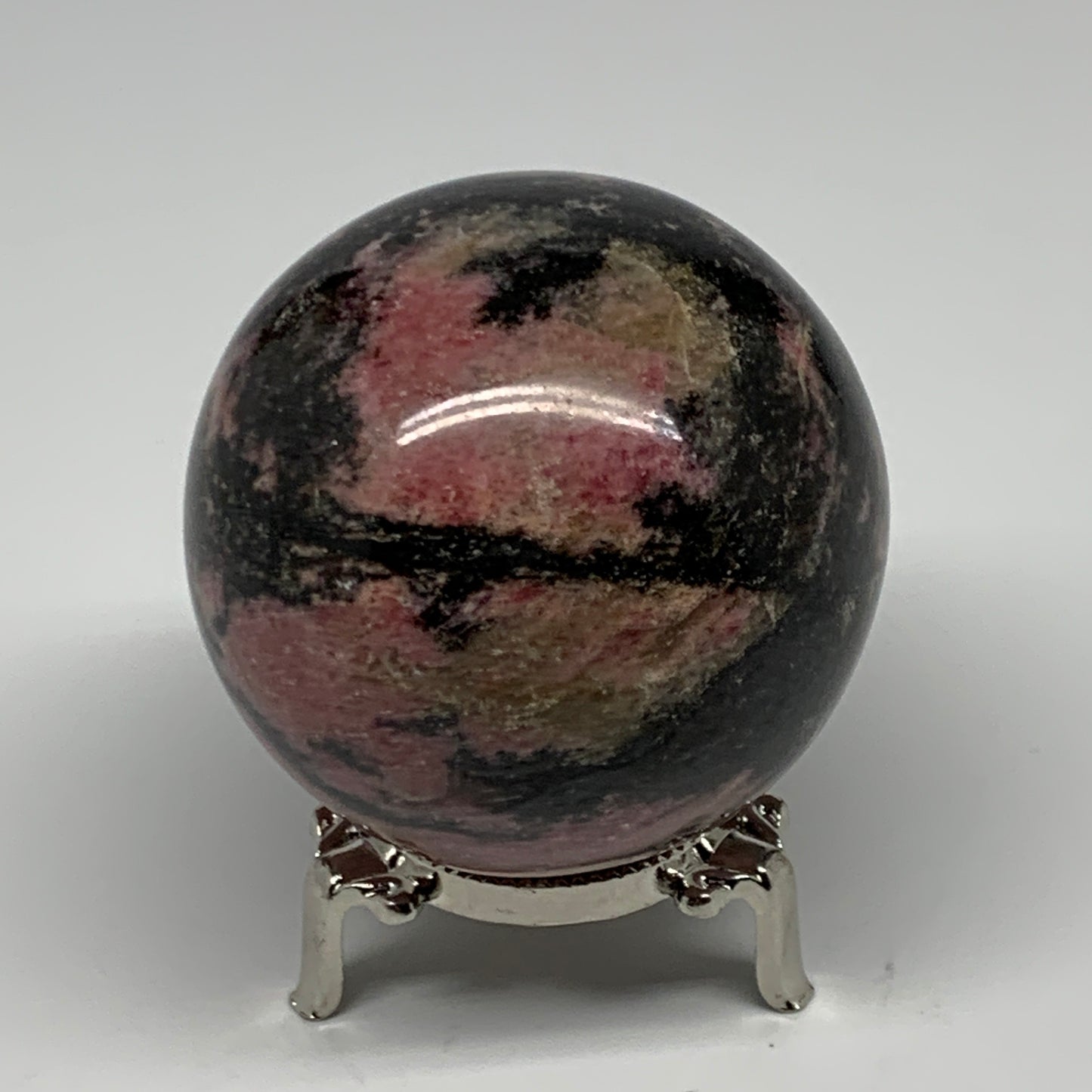 580g,2.7"(69mm), Natural Untreated Rhodonite Sphere Ball @Madagascar, B22759