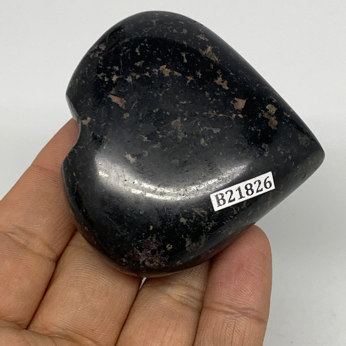 138.8g, 2.3"x2.4"x1", Black Tourmaline Heart Polished Crystal Home Decor, B21826