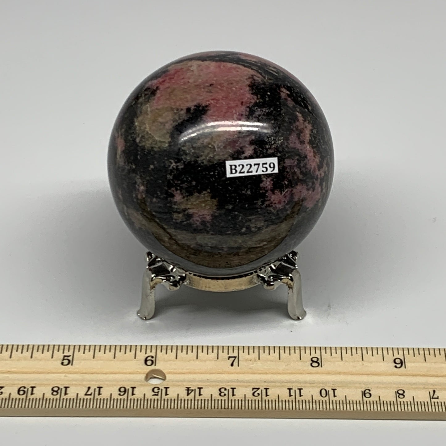 580g,2.7"(69mm), Natural Untreated Rhodonite Sphere Ball @Madagascar, B22759