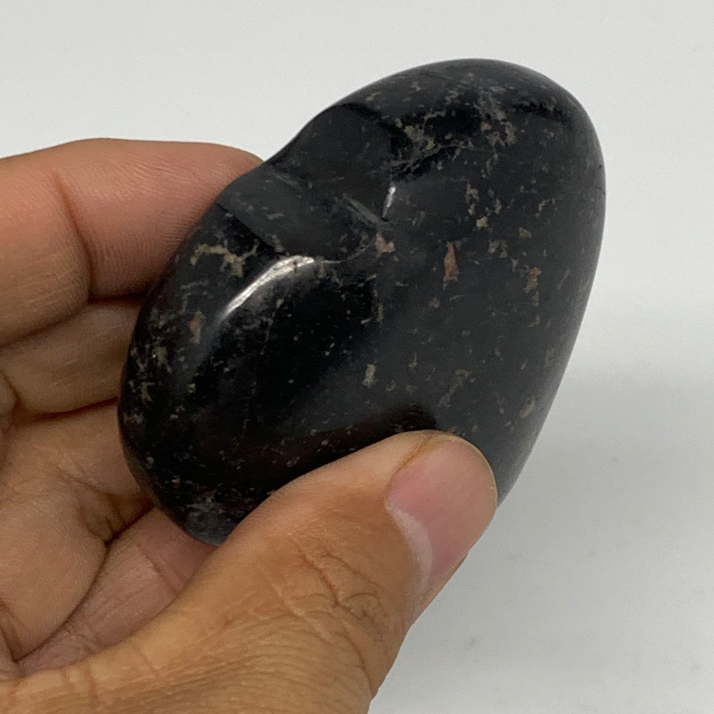 138.8g, 2.3"x2.4"x1", Black Tourmaline Heart Polished Crystal Home Decor, B21826