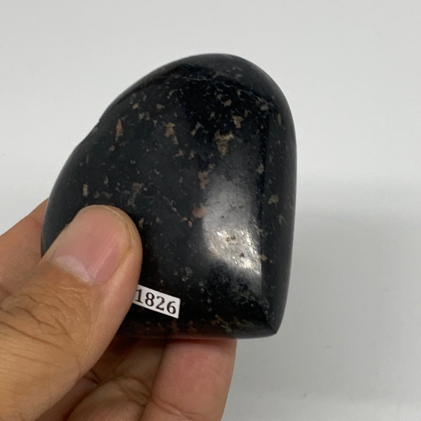 138.8g, 2.3"x2.4"x1", Black Tourmaline Heart Polished Crystal Home Decor, B21826