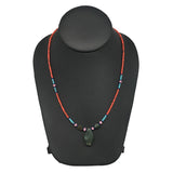 1 Necklace, Nephrite Jade & Red Coral Inlay Beaded Necklace Afghanistan, NPH115 - watangem.com