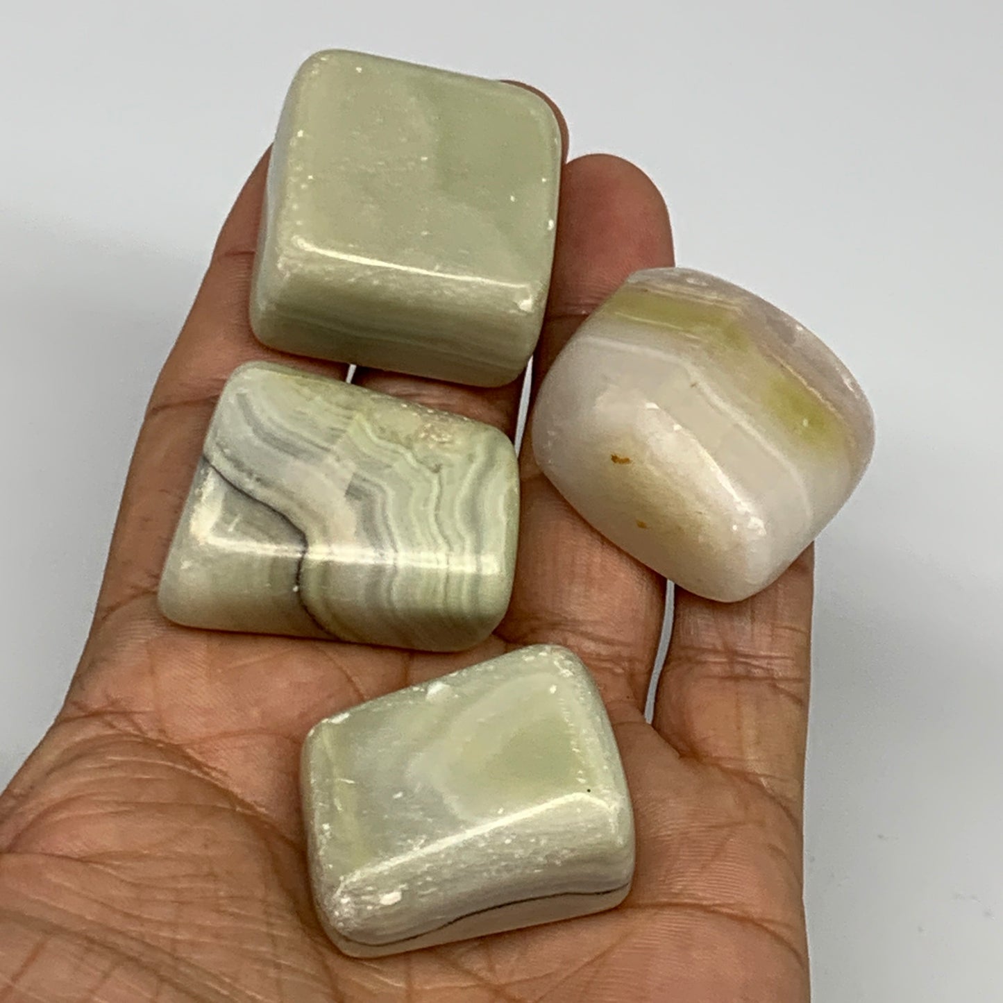 145.8g, 1"-1.4", 4pcs, Onyx/Banded Tumbled Stones @Afghanistan, B26721