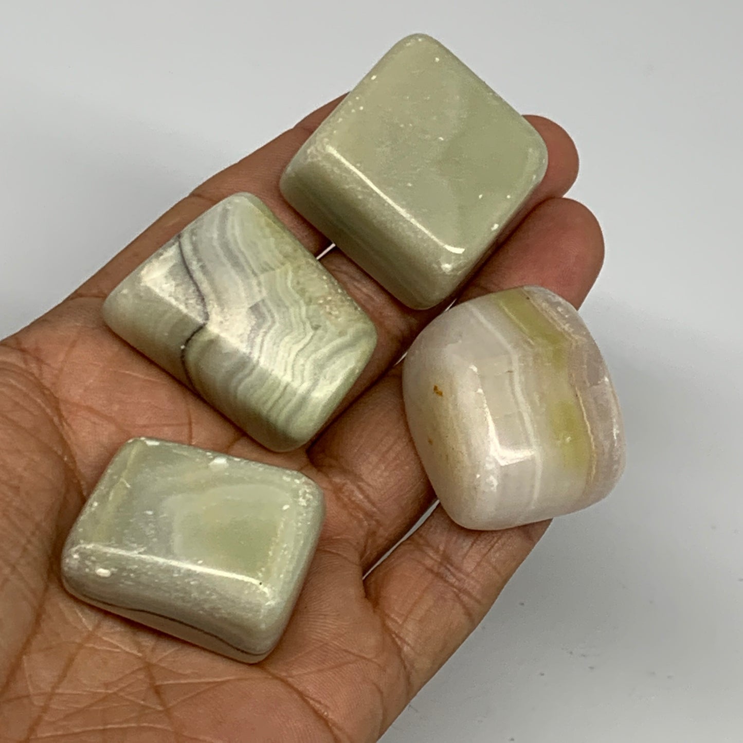 145.8g, 1"-1.4", 4pcs, Onyx/Banded Tumbled Stones @Afghanistan, B26721