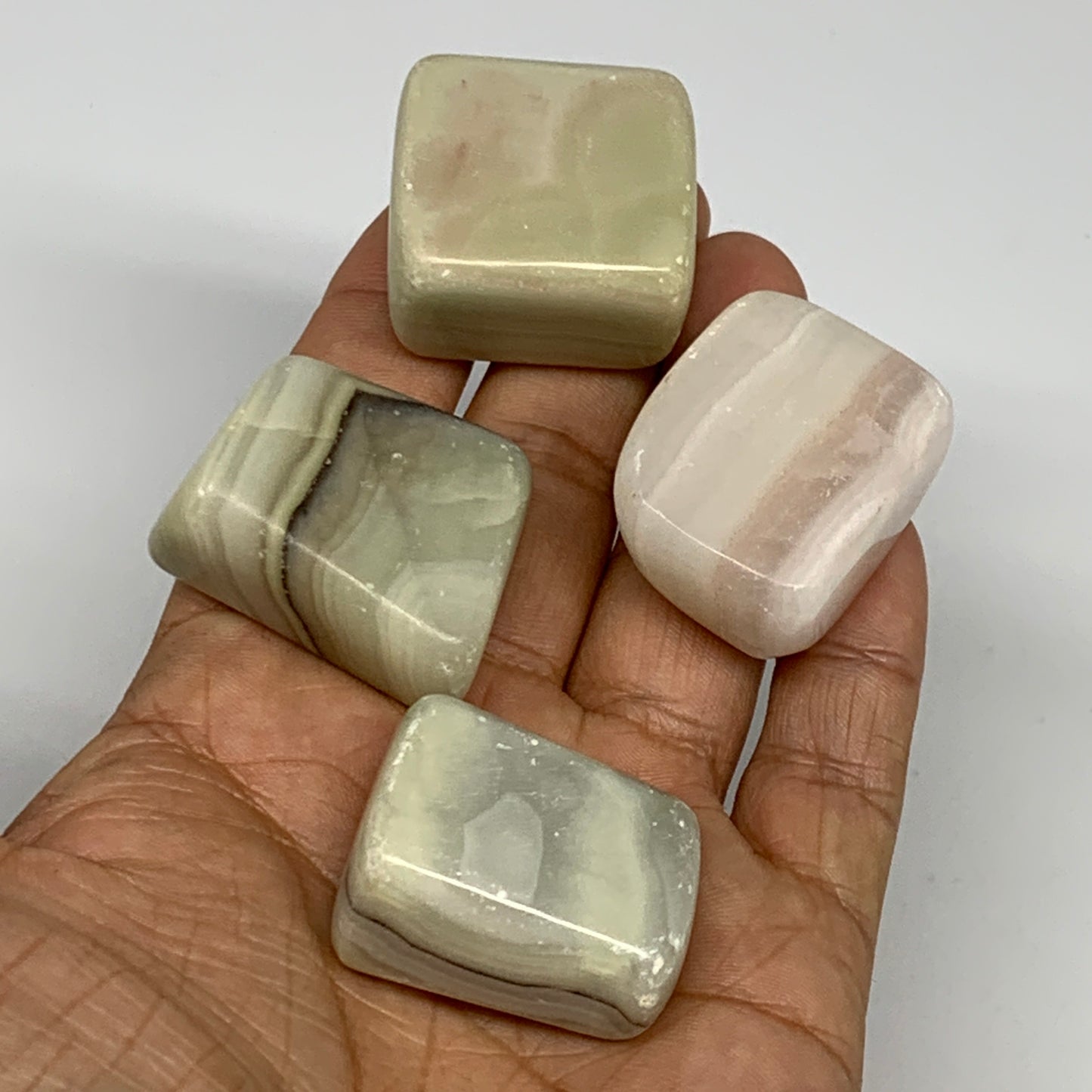 145.8g, 1"-1.4", 4pcs, Onyx/Banded Tumbled Stones @Afghanistan, B26721