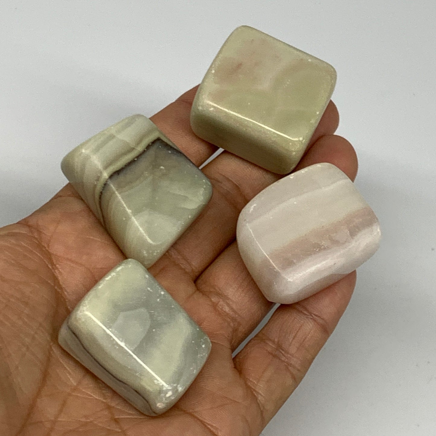 145.8g, 1"-1.4", 4pcs, Onyx/Banded Tumbled Stones @Afghanistan, B26721