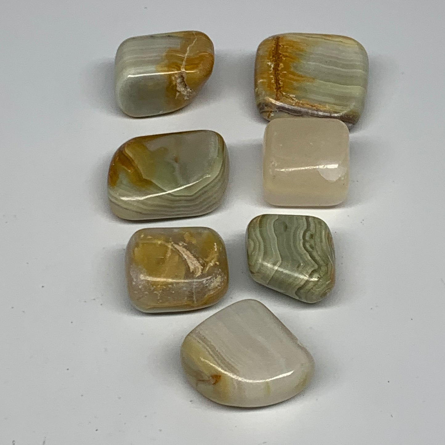 157.2g, 0.9"-1.3", 7pcs, Onyx/Banded Tumbled Stones @Afghanistan, B26722