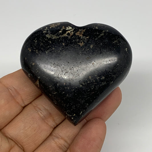 107.9g, 2"x2.2"x0.9", Black Tourmaline Heart Polished Crystal Home Decor, B21828