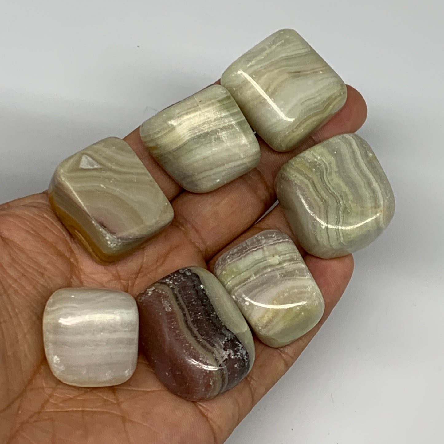 160.7g, 0.9"-1.3", 7pcs, Onyx/Banded Tumbled Stones @Afghanistan, B26723