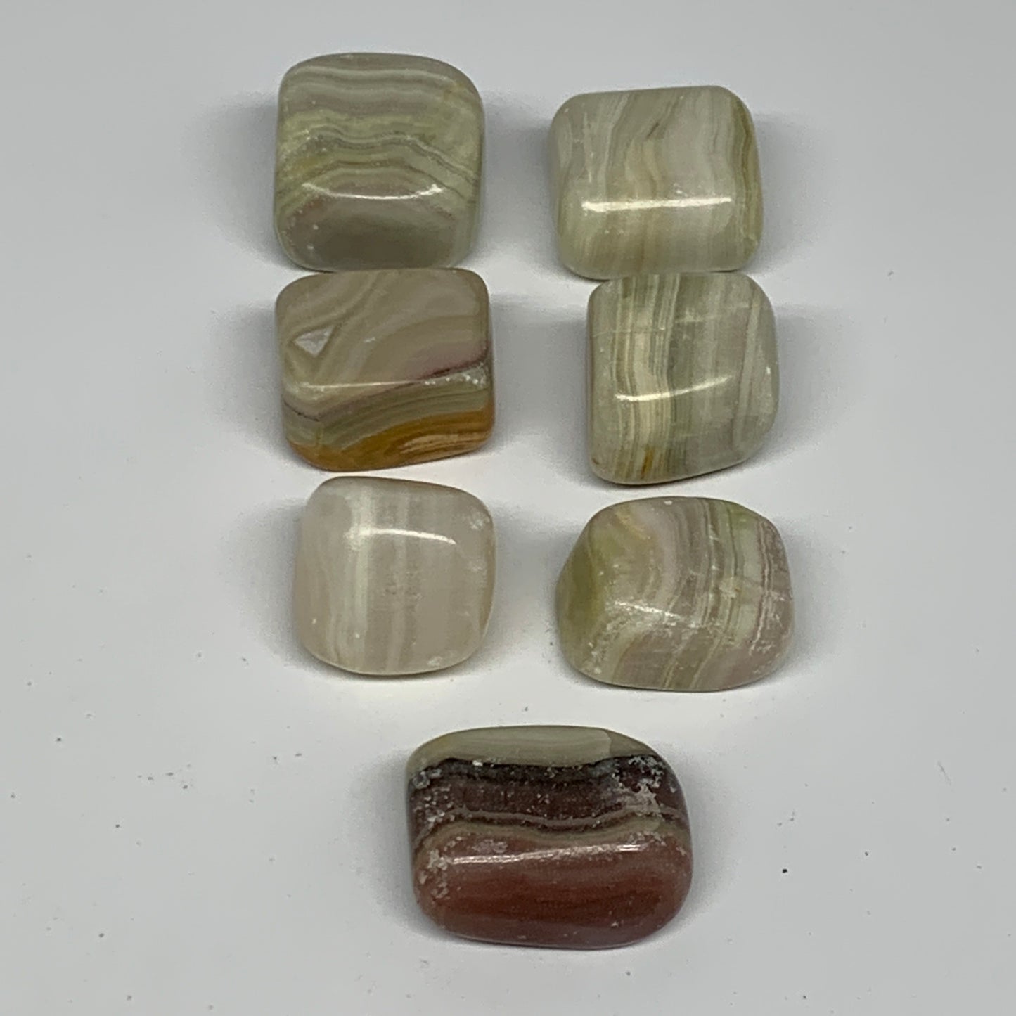 160.7g, 0.9"-1.3", 7pcs, Onyx/Banded Tumbled Stones @Afghanistan, B26723