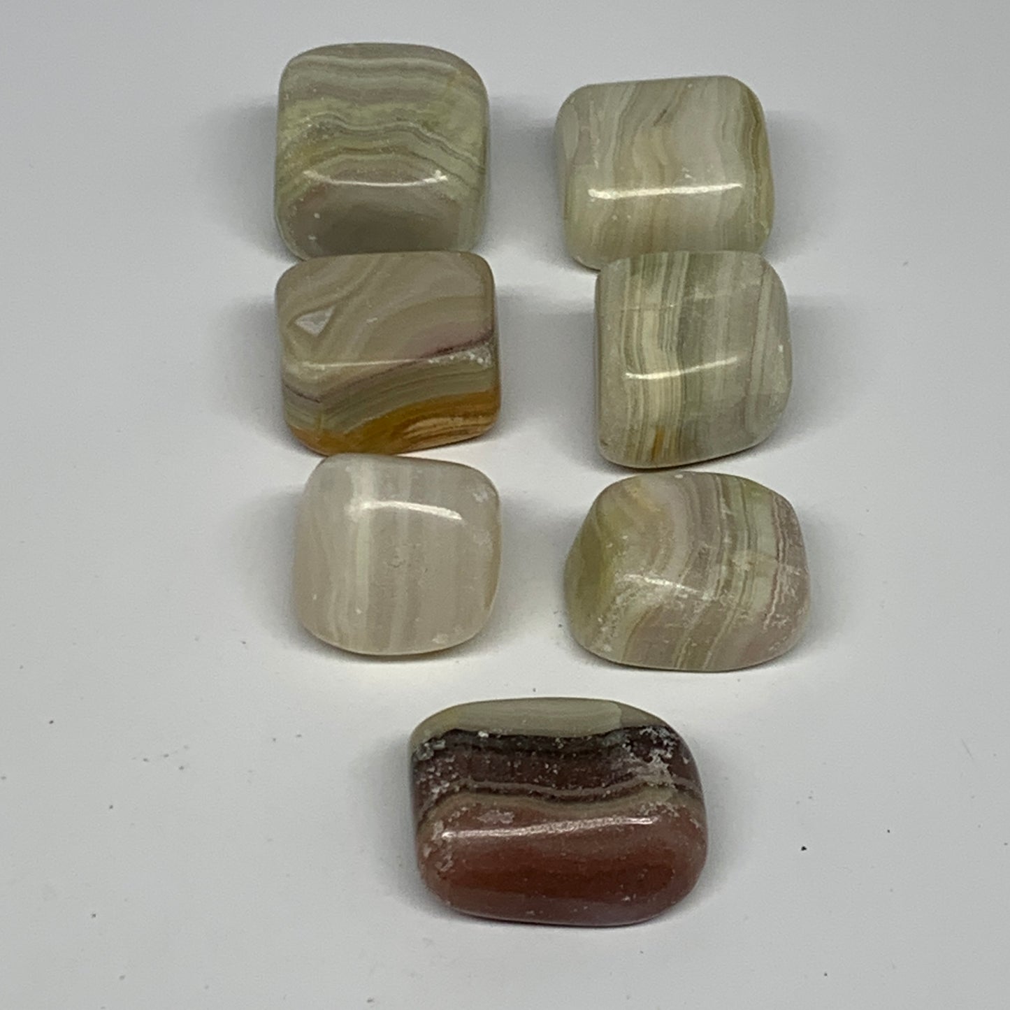 160.7g, 0.9"-1.3", 7pcs, Onyx/Banded Tumbled Stones @Afghanistan, B26723