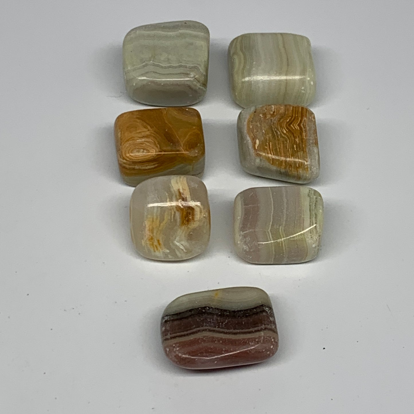 160.7g, 0.9"-1.3", 7pcs, Onyx/Banded Tumbled Stones @Afghanistan, B26723