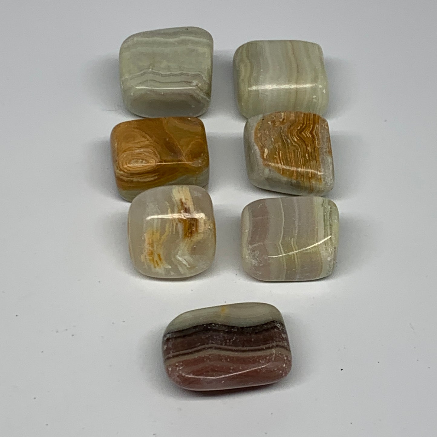 160.7g, 0.9"-1.3", 7pcs, Onyx/Banded Tumbled Stones @Afghanistan, B26723