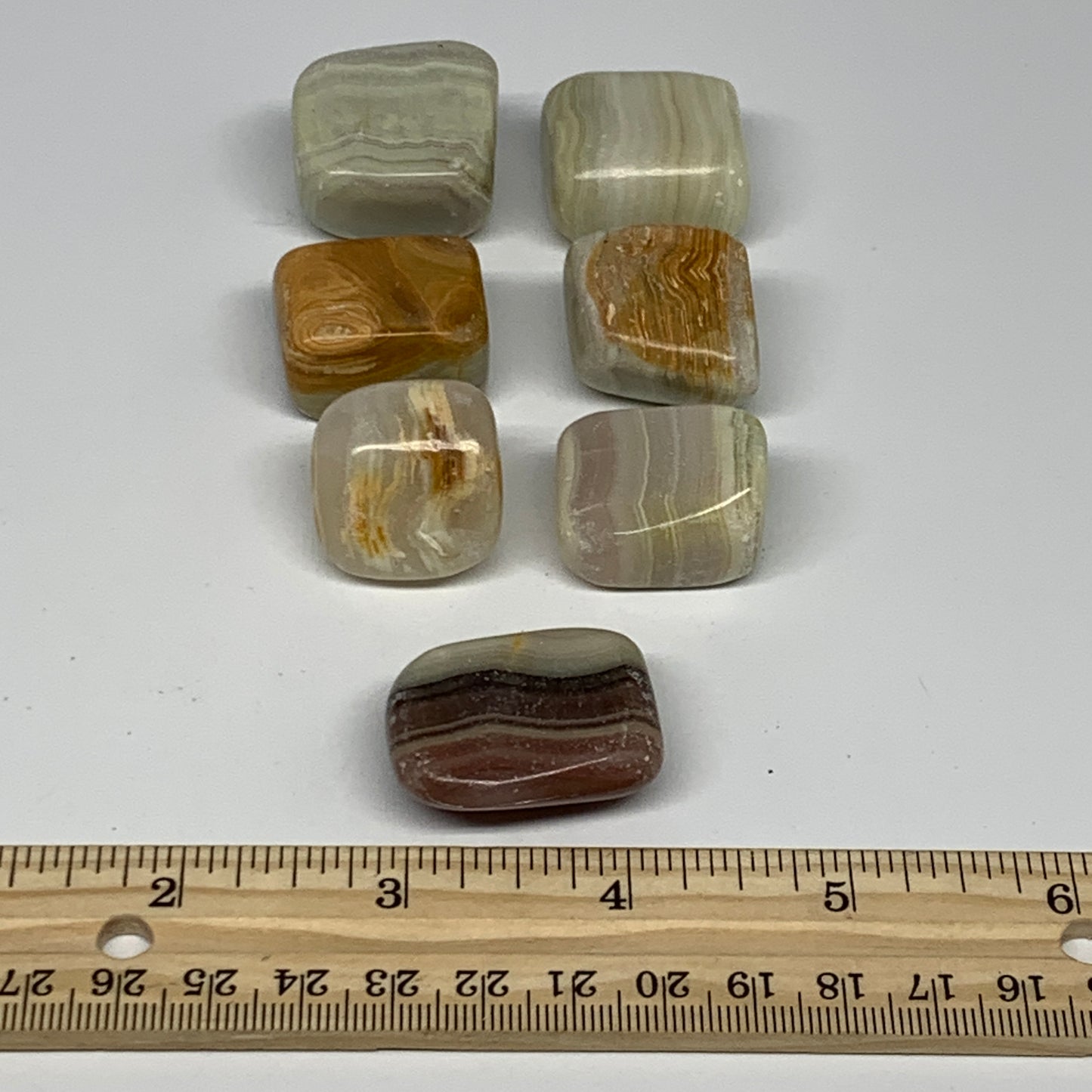 160.7g, 0.9"-1.3", 7pcs, Onyx/Banded Tumbled Stones @Afghanistan, B26723