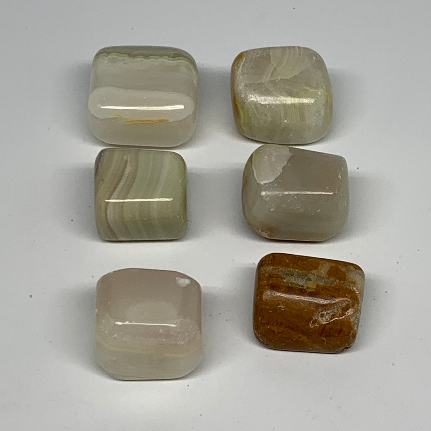 153g, 1"-1.2", 6pcs, Onyx/Banded Tumbled Stones @Afghanistan, B26724