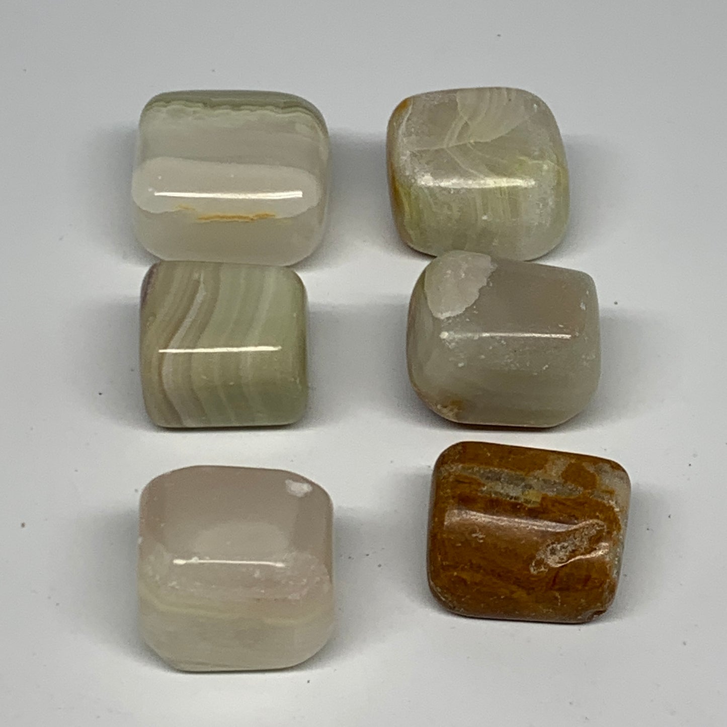153g, 1"-1.2", 6pcs, Onyx/Banded Tumbled Stones @Afghanistan, B26724