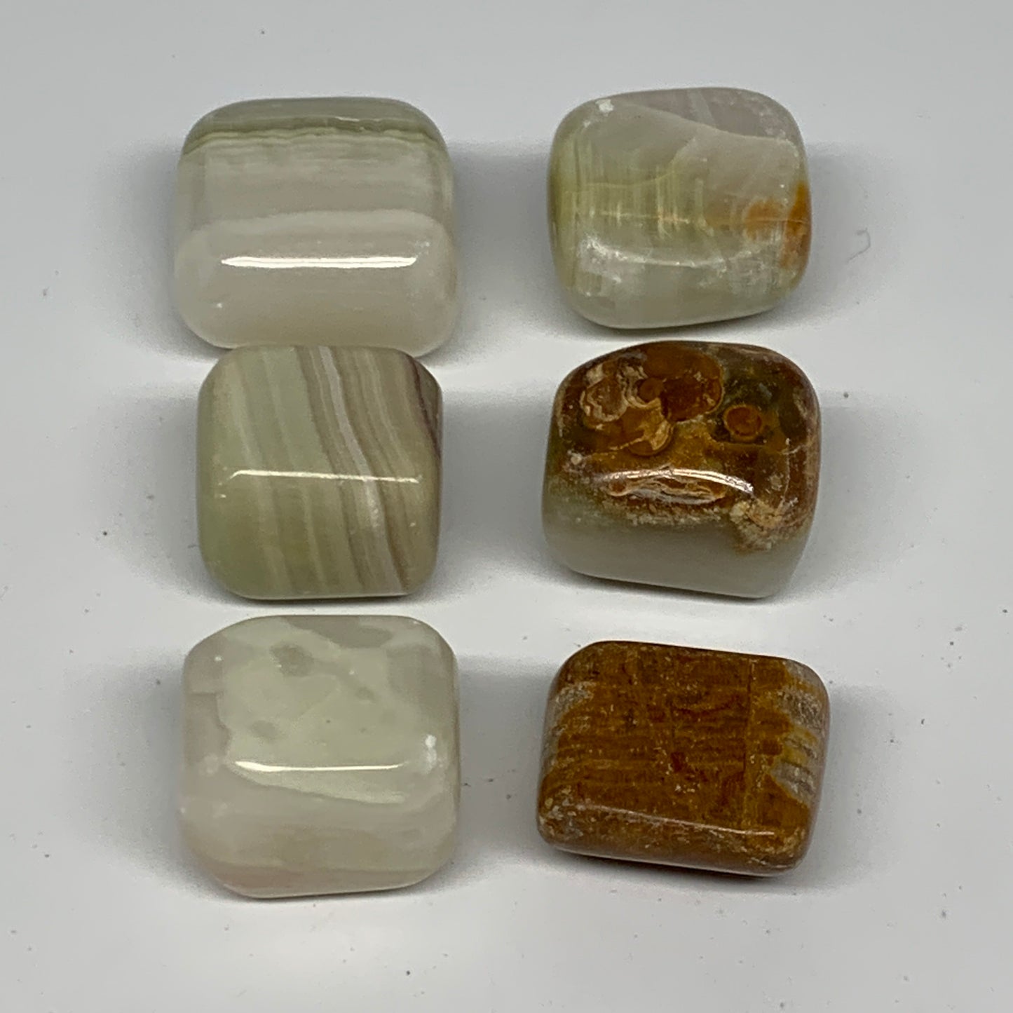 153g, 1"-1.2", 6pcs, Onyx/Banded Tumbled Stones @Afghanistan, B26724