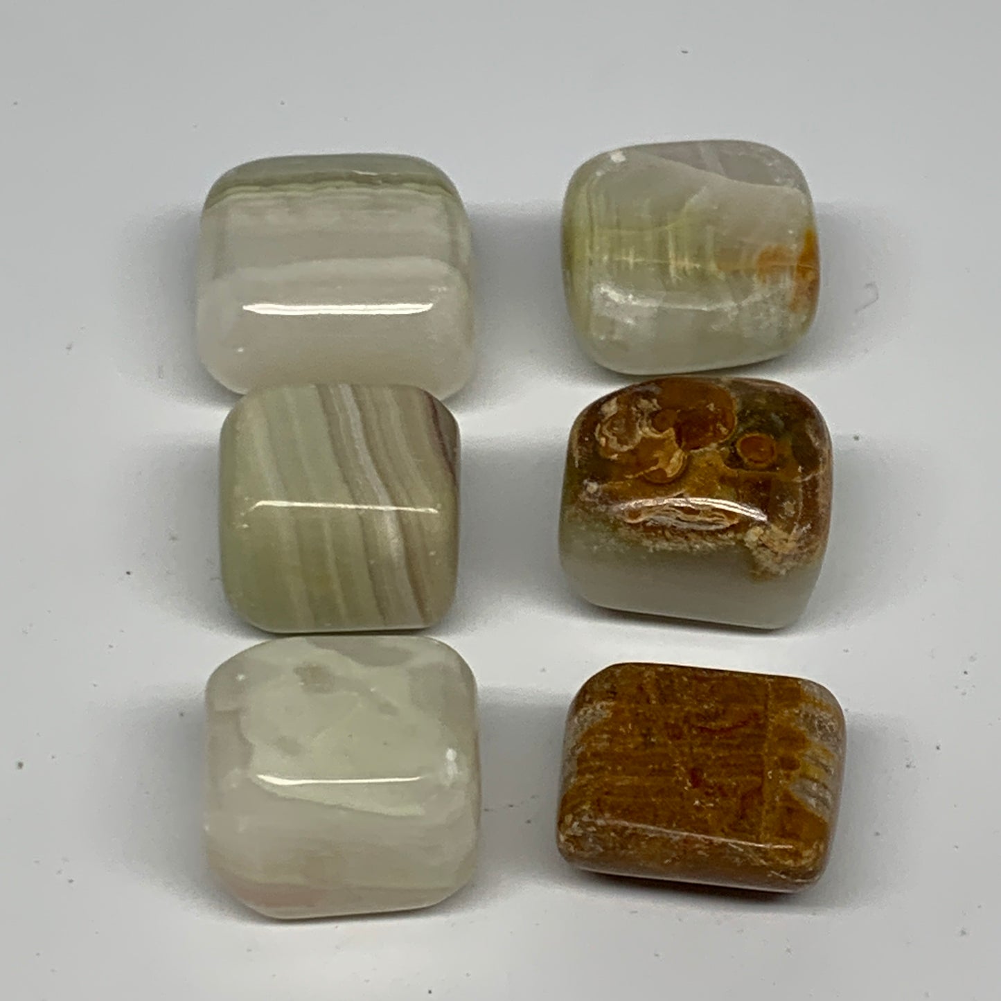 153g, 1"-1.2", 6pcs, Onyx/Banded Tumbled Stones @Afghanistan, B26724