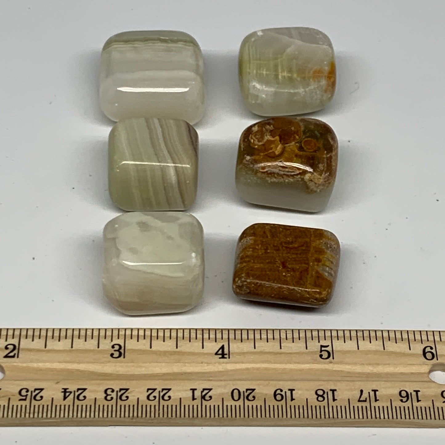 153g, 1"-1.2", 6pcs, Onyx/Banded Tumbled Stones @Afghanistan, B26724