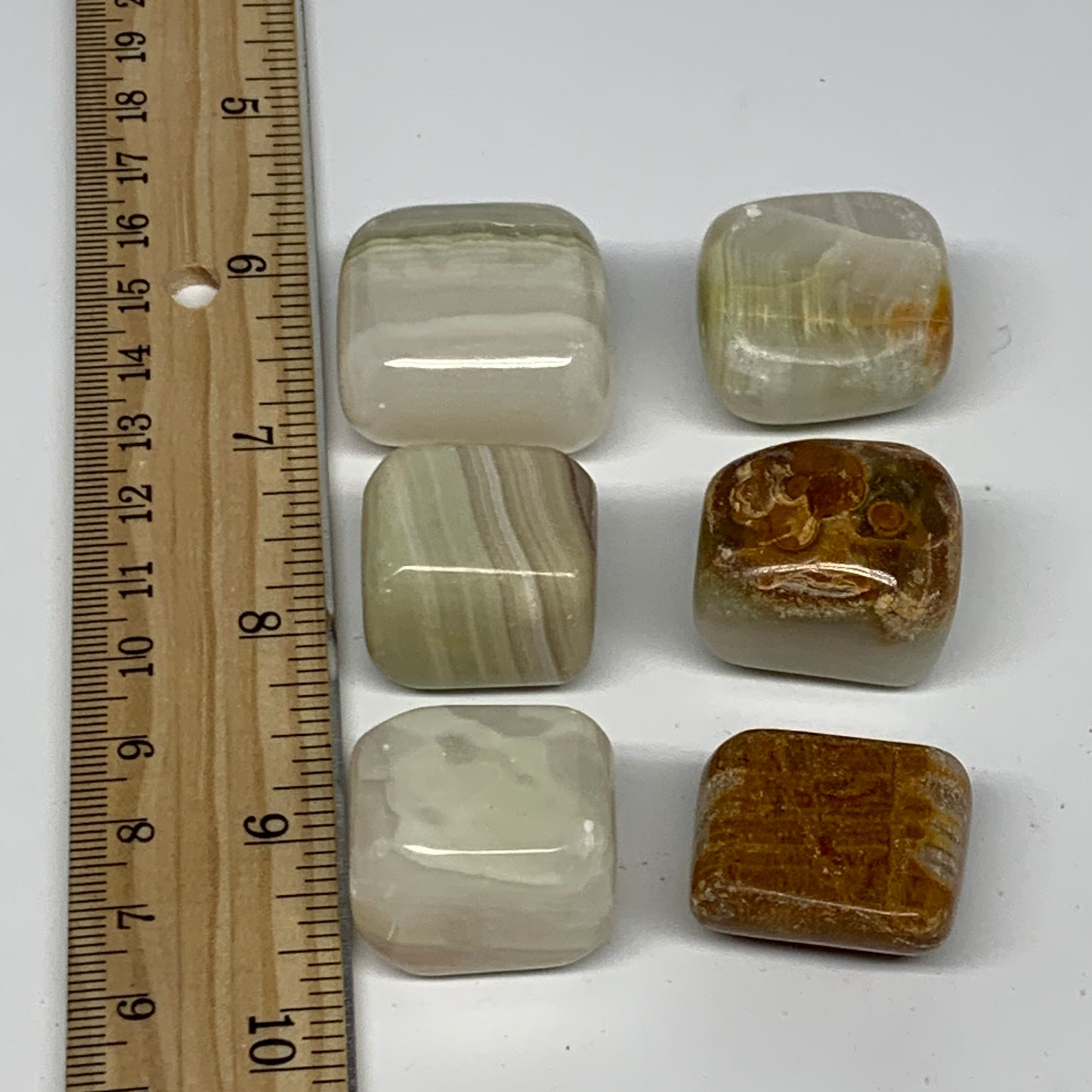 153g, 1"-1.2", 6pcs, Onyx/Banded Tumbled Stones @Afghanistan, B26724