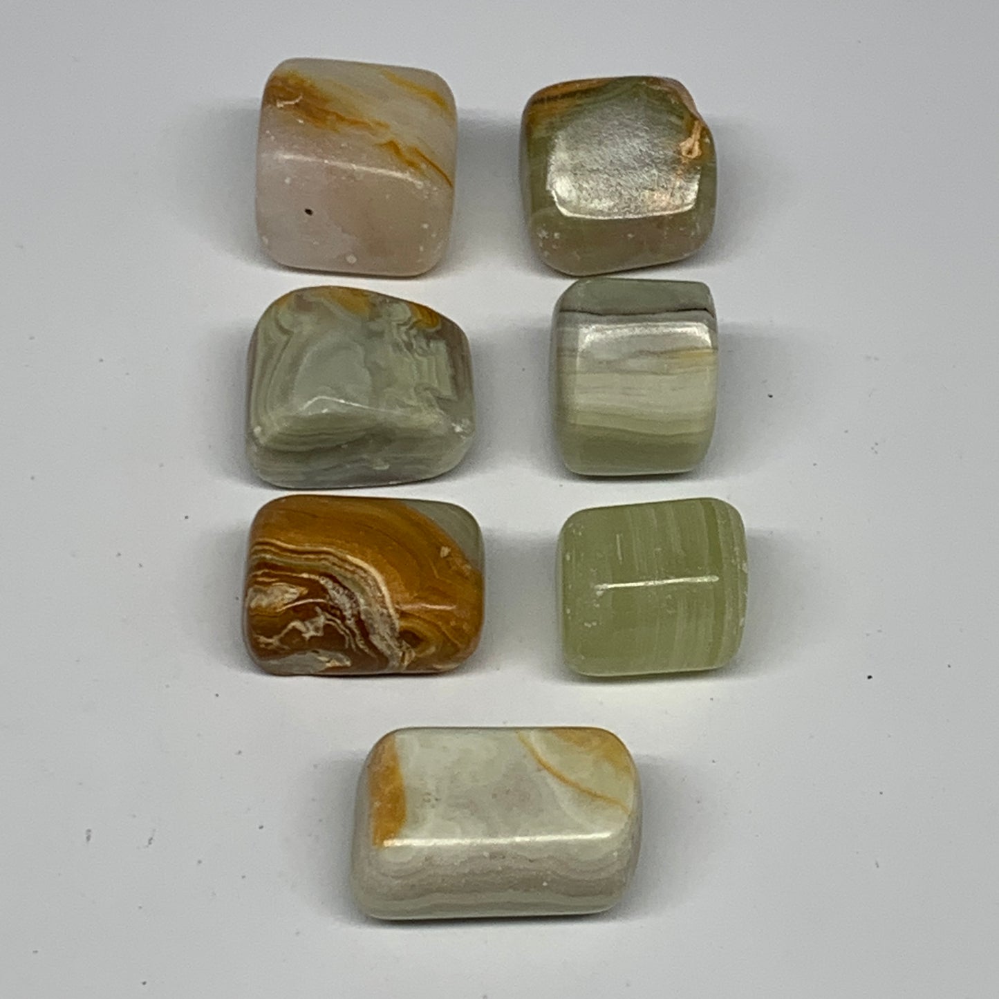 151.6g, 0.9"-1.3", 7pcs, Onyx/Banded Tumbled Stones @Afghanistan, B26725